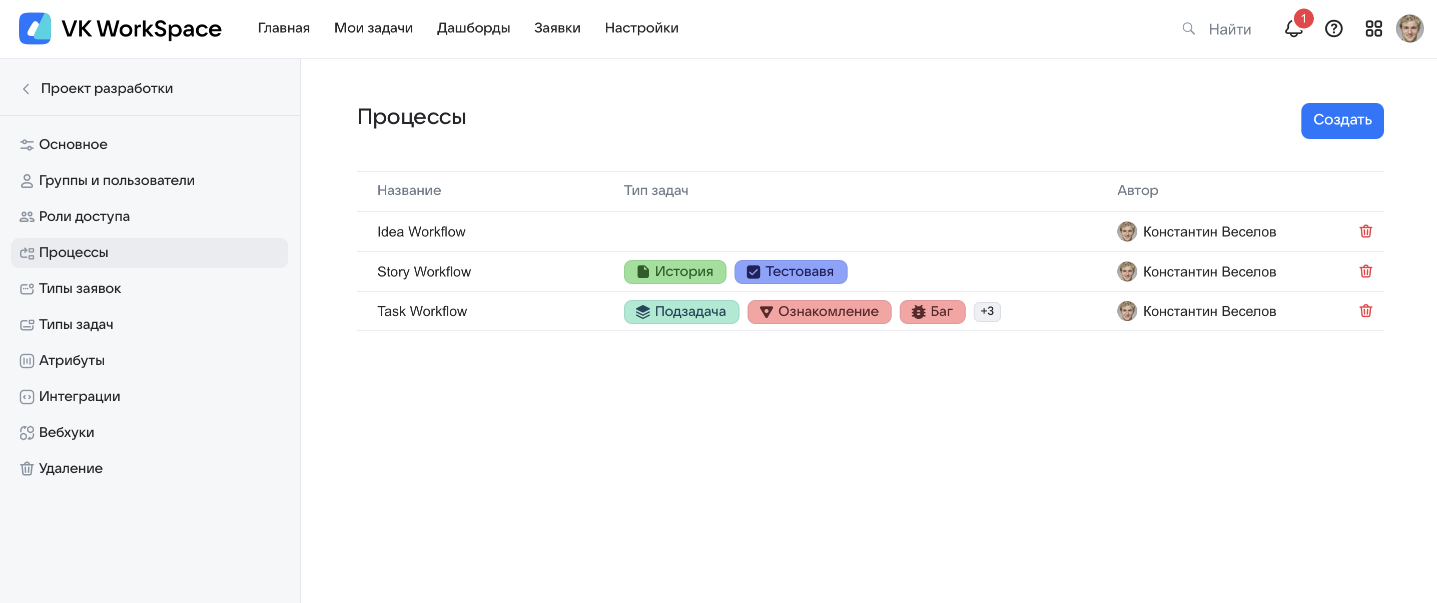 Список процессов