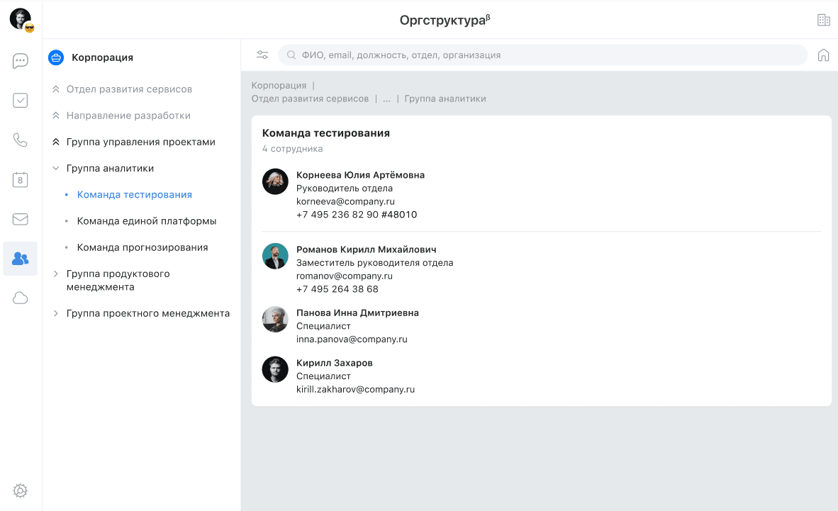 Как работать с Организационной структурой