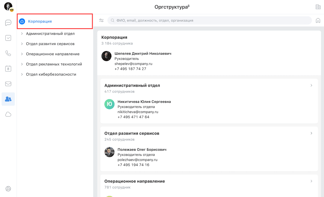 Как работать с Организационной структурой