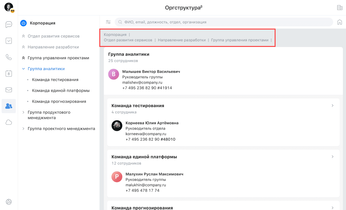 Как работать с Организационной структурой