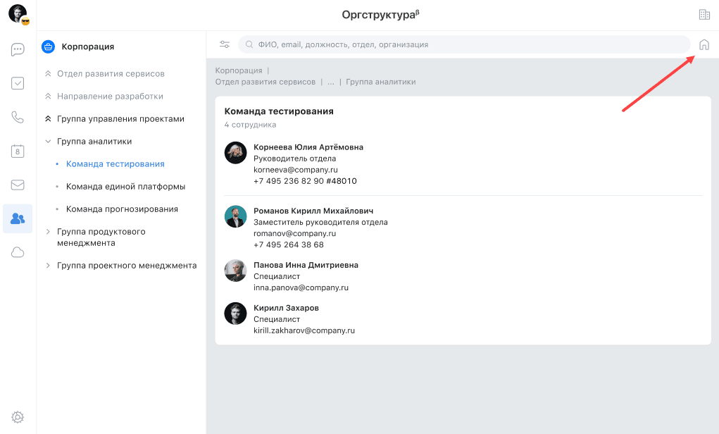 Как работать с Организационной структурой