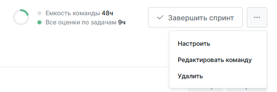 Редактирование команды спринта