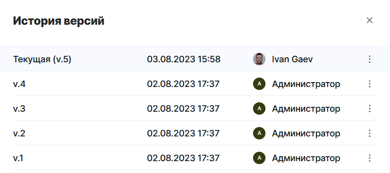 История версий